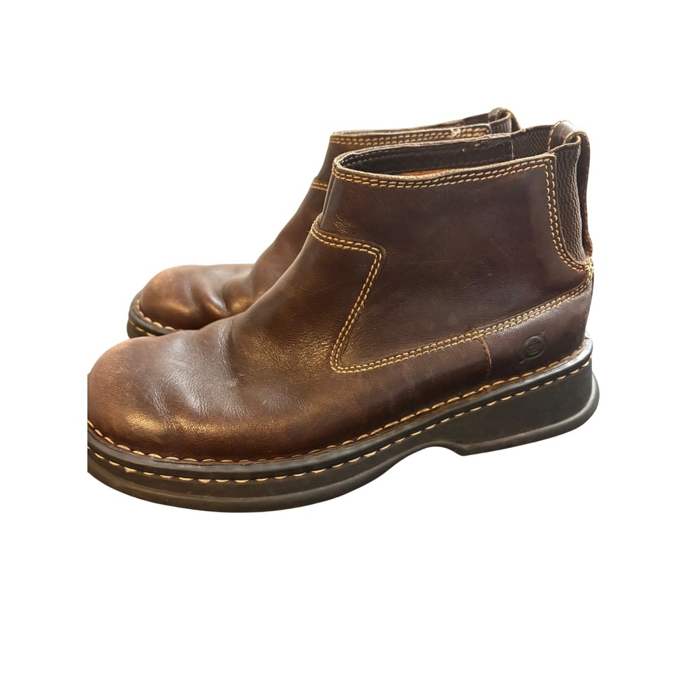 Born Brown Leather Ankle Boots Womens 6.5 M/W W9982 H3 Chelsea Pull On Boots